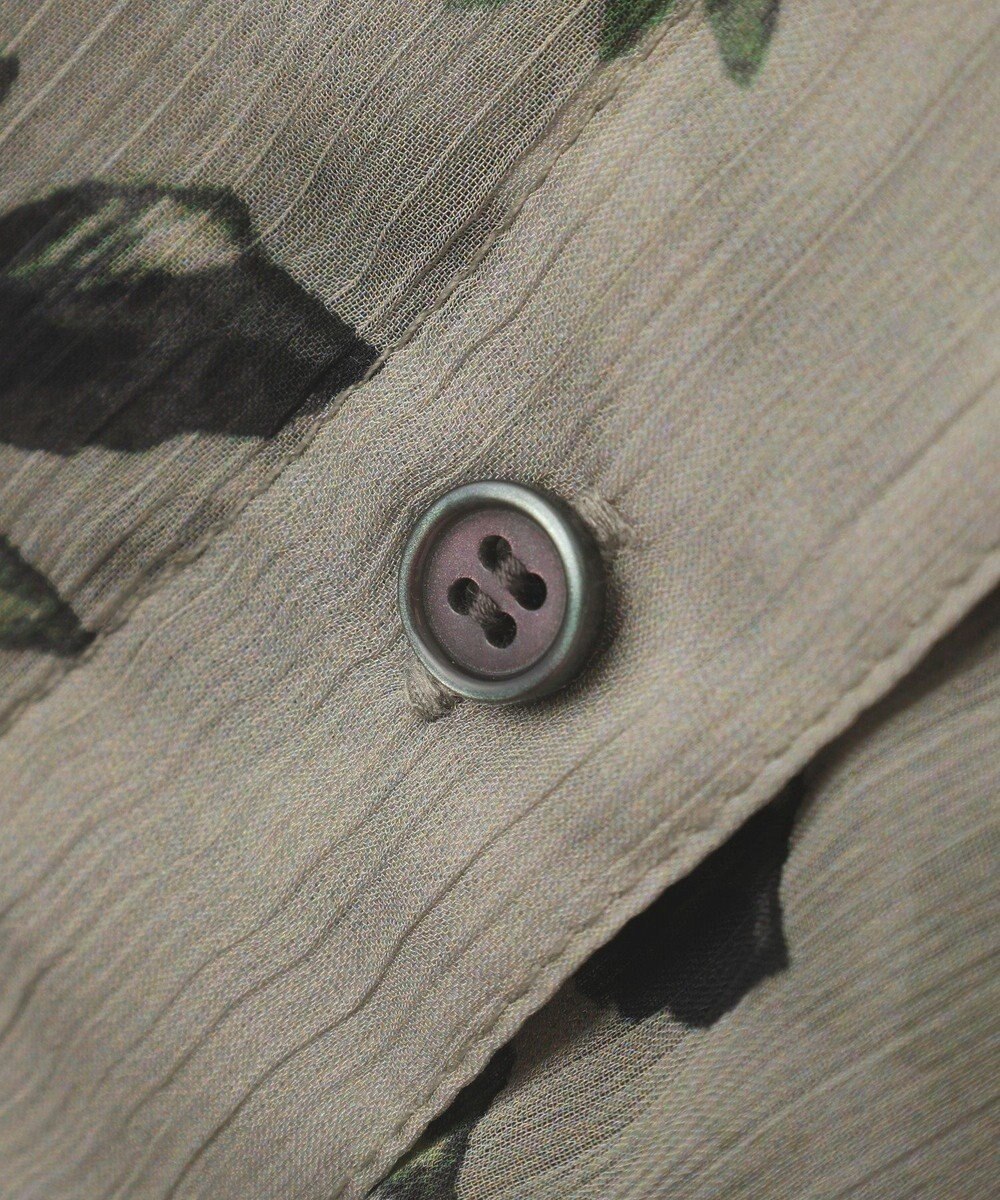 YECCA VECCA フラワー柄シアーロングシャツ 