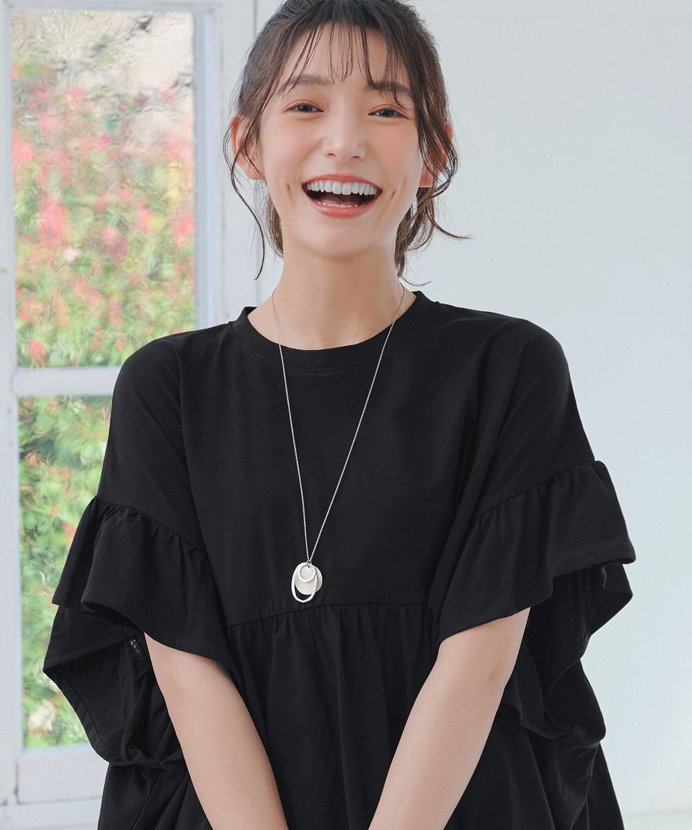 Tiaclasse 【洗える】ギャザー切り替えフレアプルオーバー 