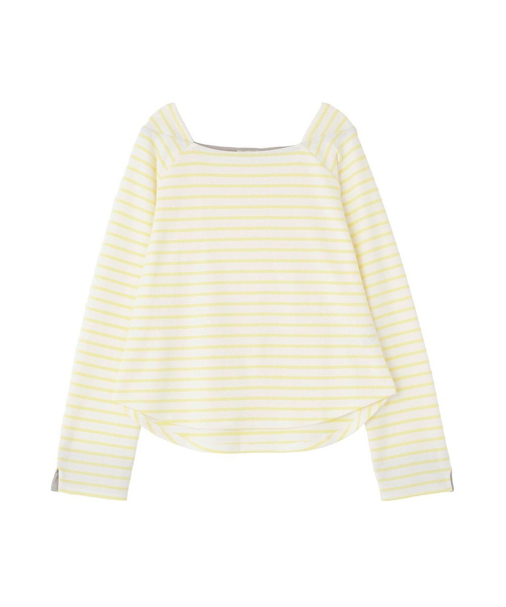 earth music&ecology バイカラースクエアネックボーダープルオーバー 