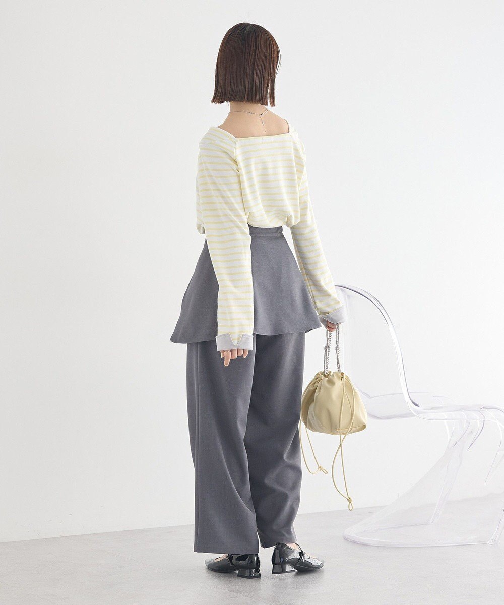 earth music&ecology バイカラースクエアネックボーダープルオーバー 