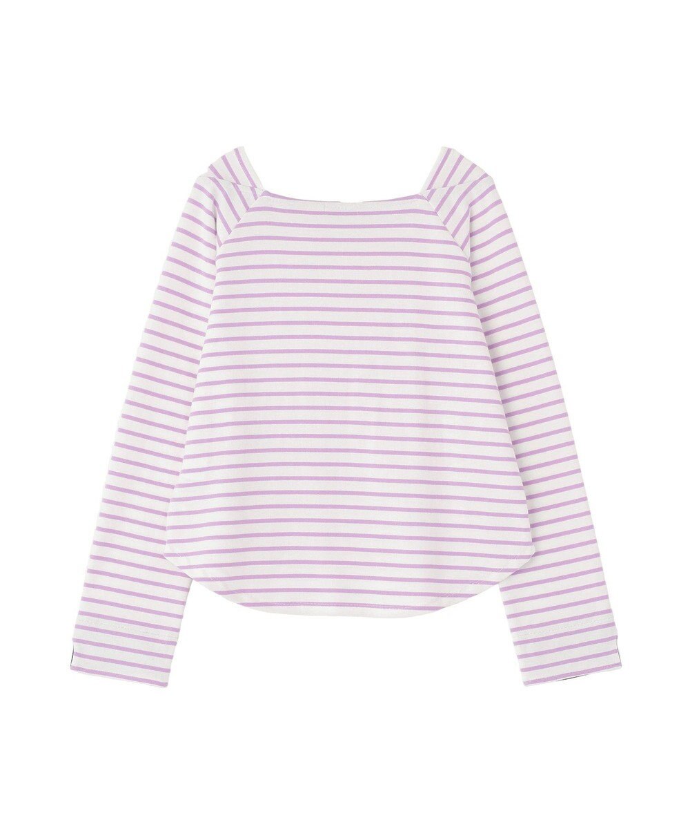 earth music&ecology バイカラースクエアネックボーダープルオーバー 