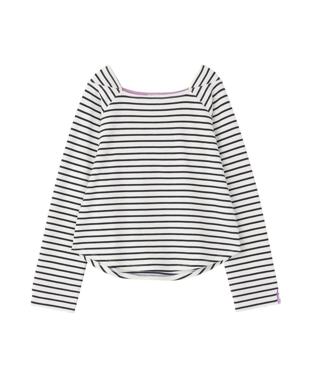 earth music&ecology バイカラースクエアネックボーダープルオーバー 