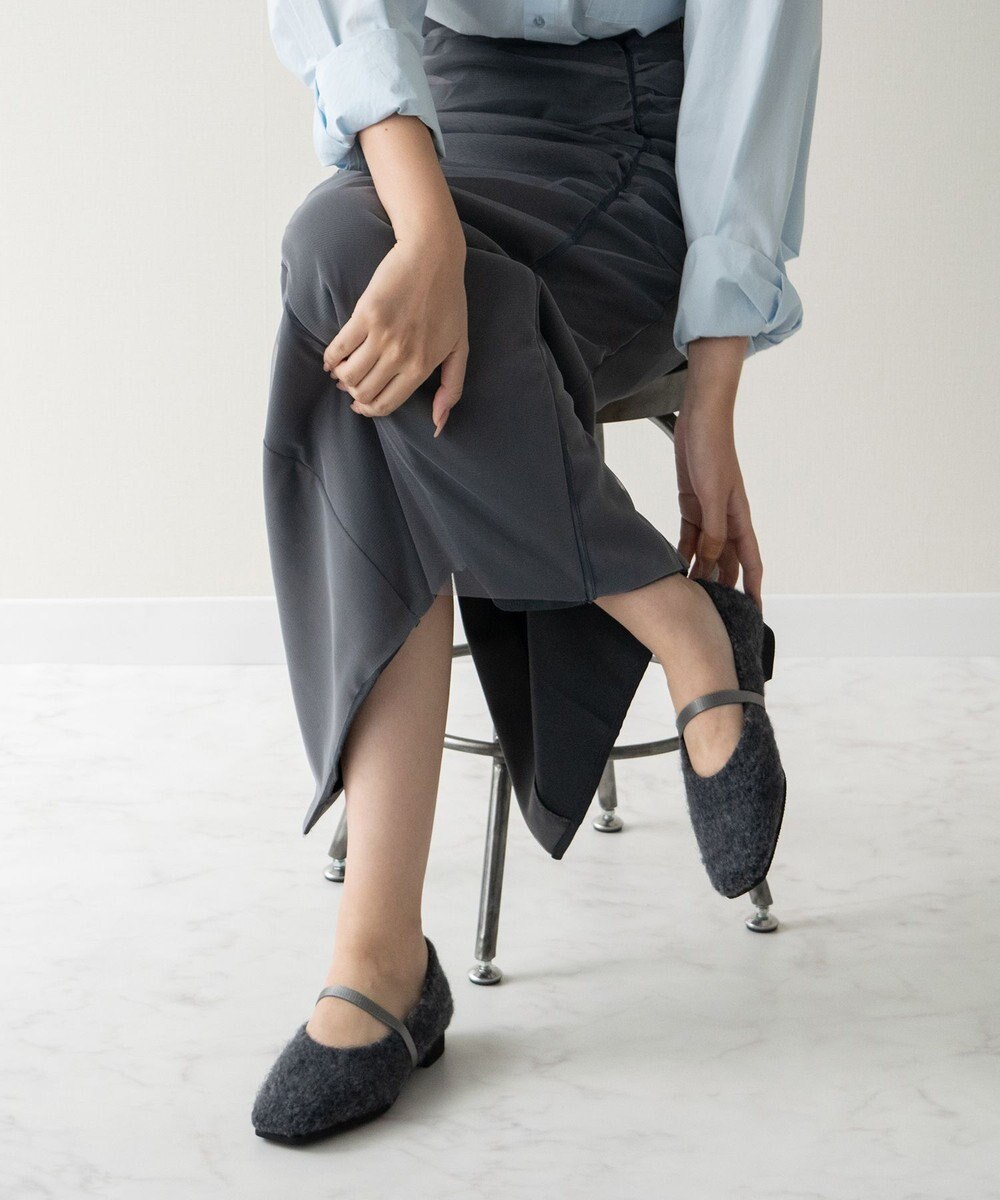 Bridget Birkin 【Bridget Birkin】エラスティックバンドもこもこスクエアバレエシューズ 