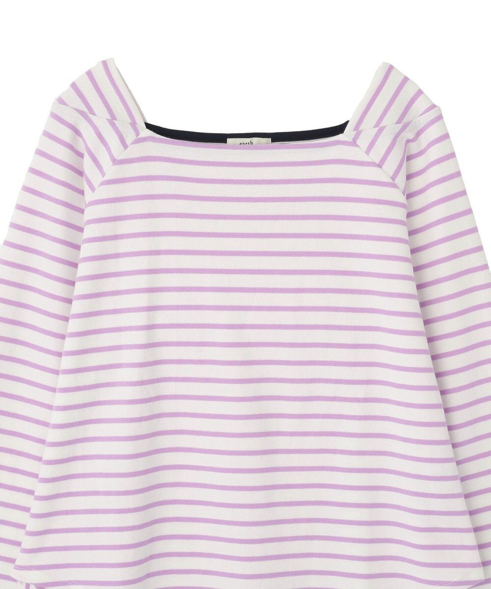 earth music&ecology バイカラースクエアネックボーダープルオーバー 