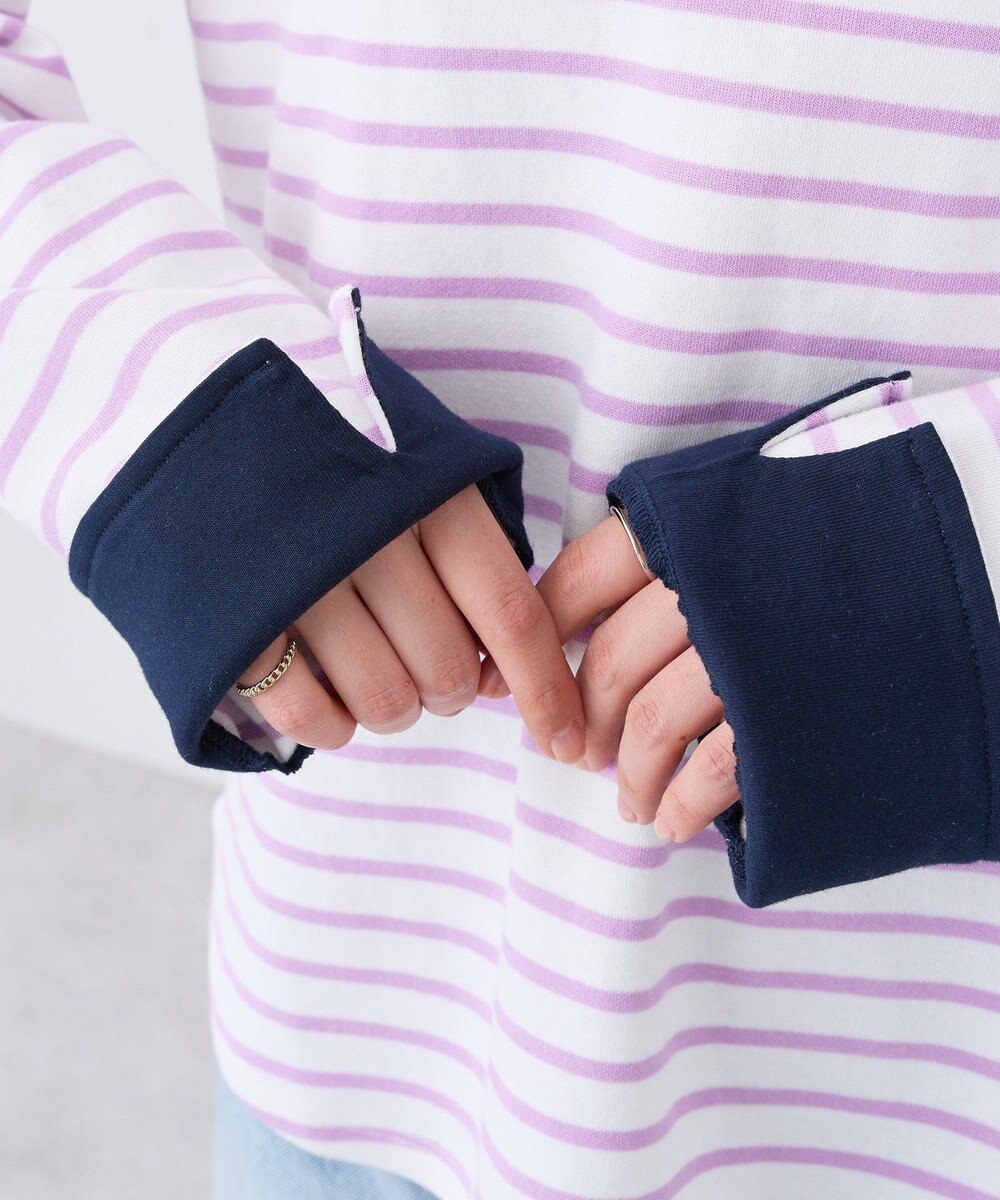 earth music&ecology バイカラースクエアネックボーダープルオーバー 