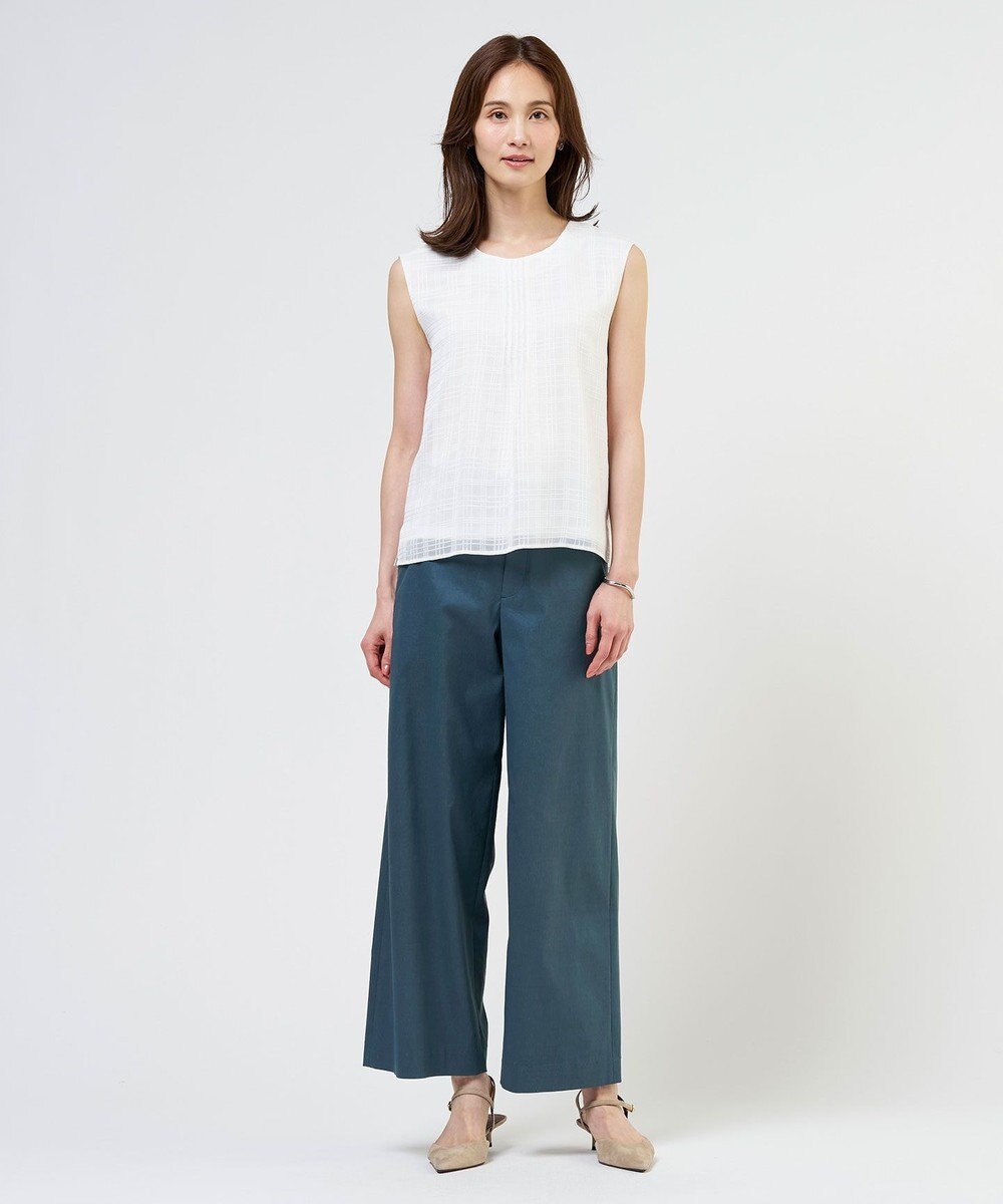 J.PRESS LADIES 【人気素材】セルロースリネンストレッチ セミワイド パンツ 