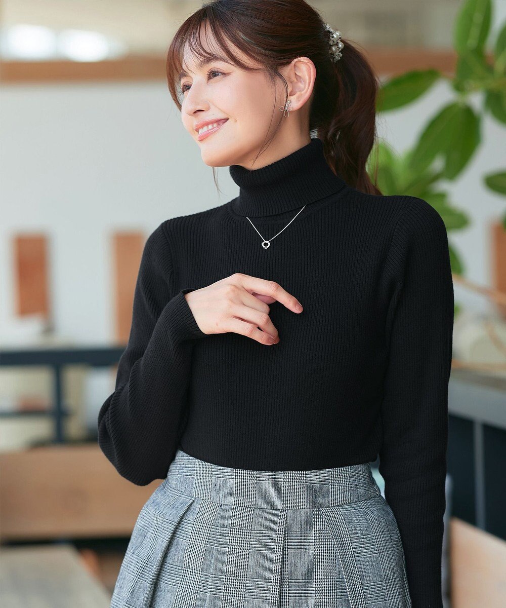 Tiaclasse L 【新色追加・洗える】リブタートルニット 