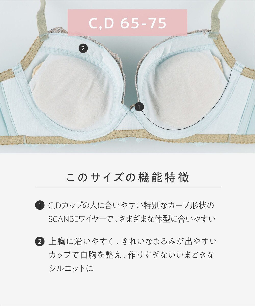 AMPHI ブラジャー パーソナル設計 脇高 背中スムージング A～Gカップまで対応 大きいサイズ 【stylist 4U スタイリストフォーユー】 ブラ BOG313 アンフィ／ワコール 