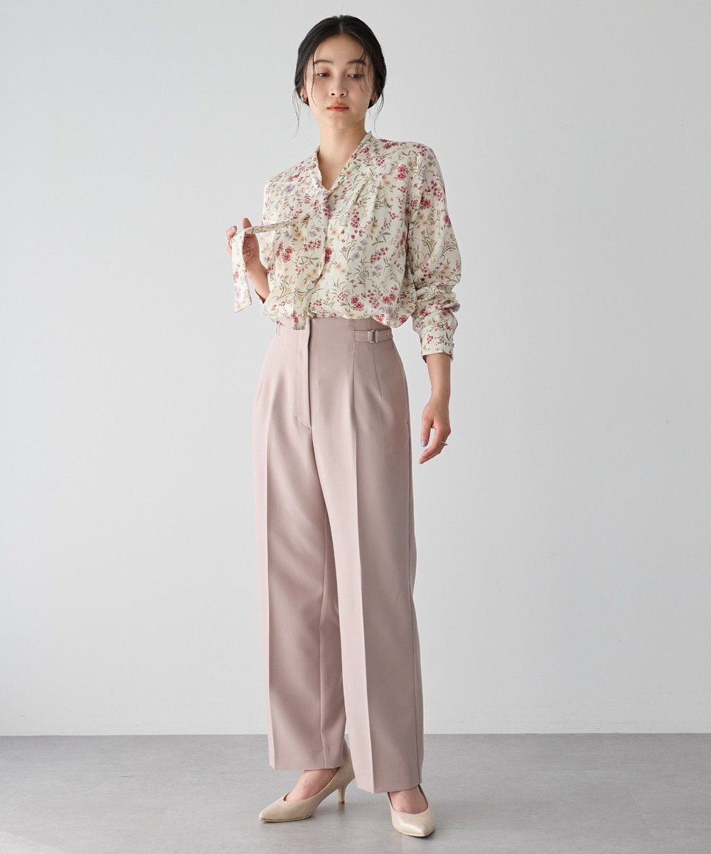 YECCA VECCA ボタニカルフラワー柄ボウタイブラウス 