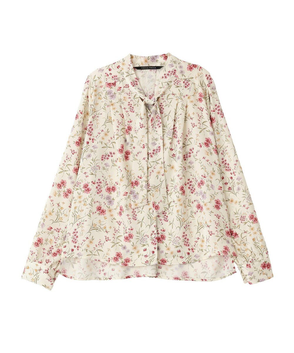 YECCA VECCA ボタニカルフラワー柄ボウタイブラウス 
