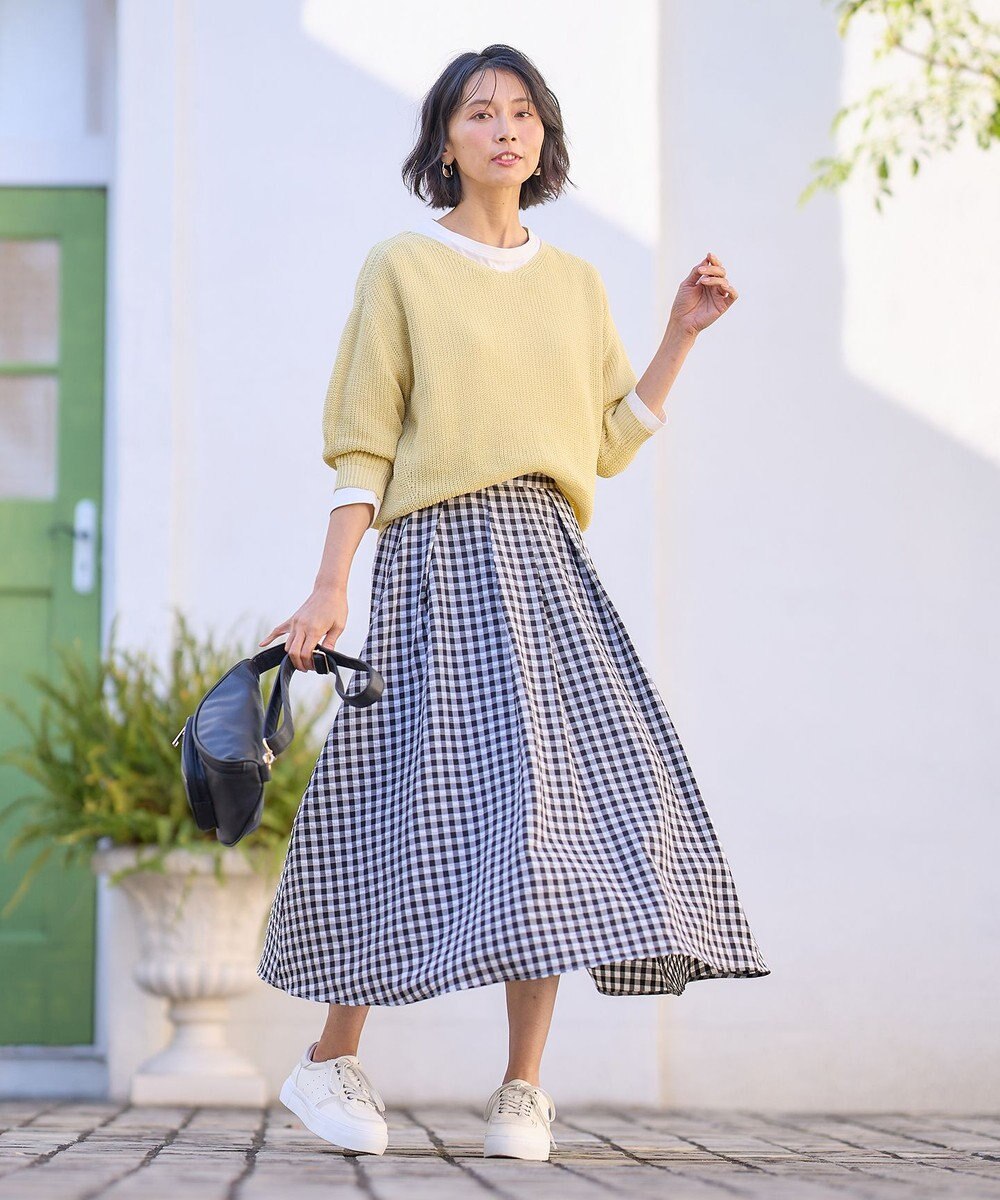 ANY 【ウエストゴム】ギンガムフレアスカート 