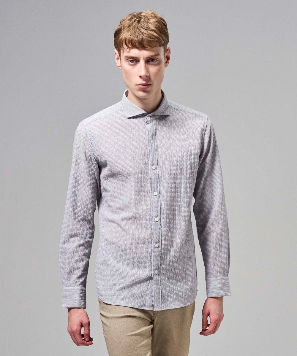 JOSEPH HOMME 【新モデル】トリコサッカーストレッチ 　ホリゾンタルカラーシャツ 