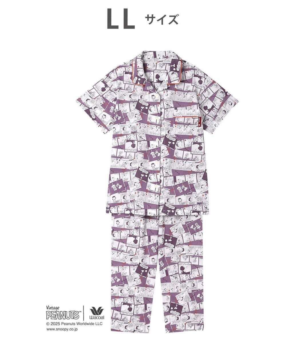 WACOAL ワコール_リラックス＆スリープ パジャマ 5分袖 半袖 8分丈 綿100%(本体) PEANUTS スヌーピー レディース FDT157 /ワコール 