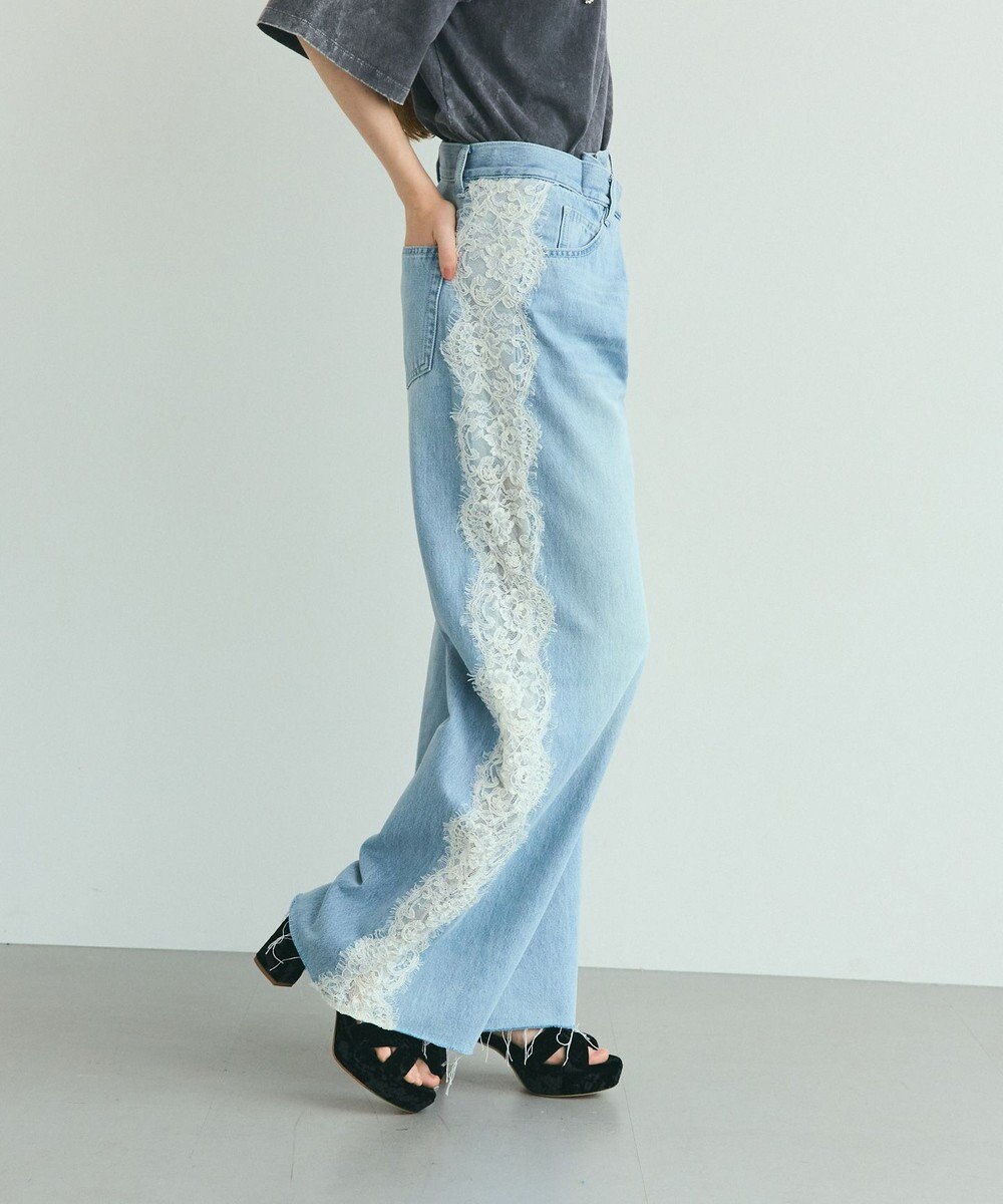 GRACE CONTINENTAL サイドレースデニムパンツ 