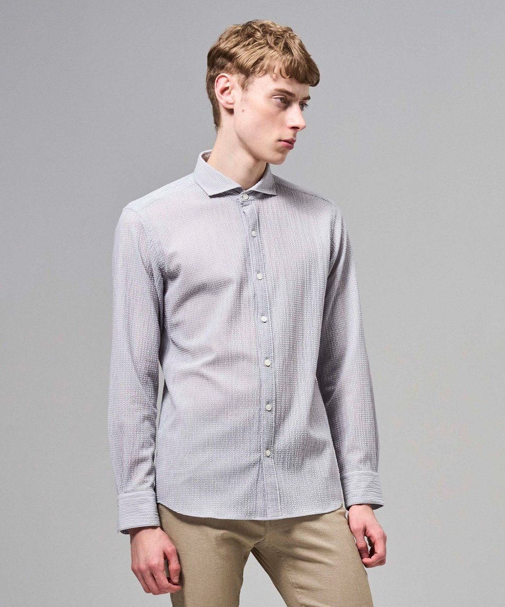 JOSEPH HOMME 【新モデル】トリコサッカーストレッチ 　ホリゾンタルカラーシャツ 