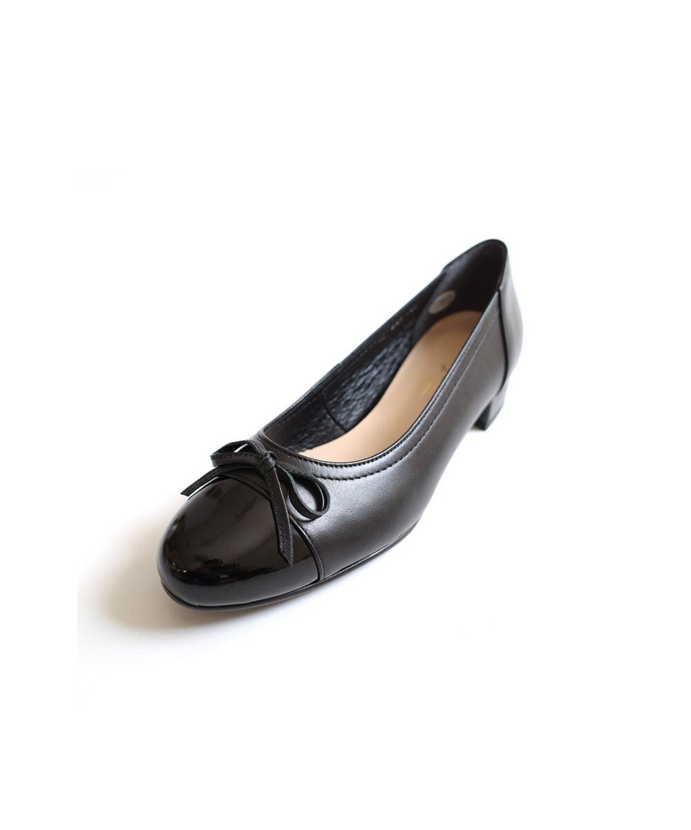 Pointer 日本製 本革リボン付きラウンドトゥパンプス 