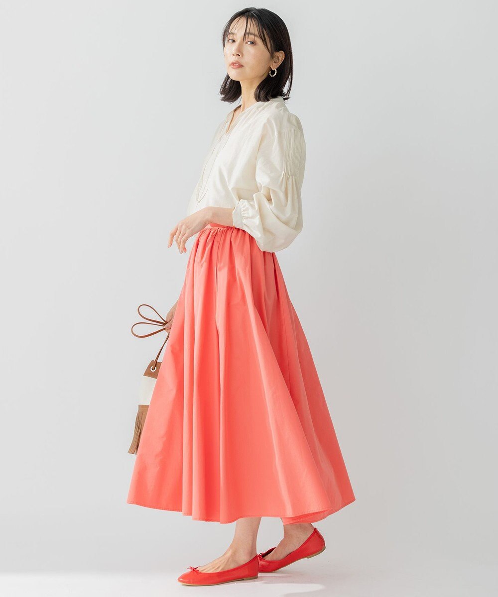 23区 【洗える】ハイカウントライトタフタ ギャザースカート 