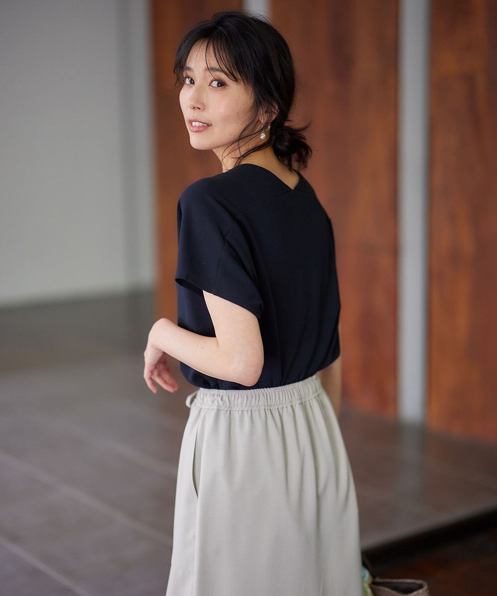 ANY L Vネックフレンチスリーブ プルオーバー 