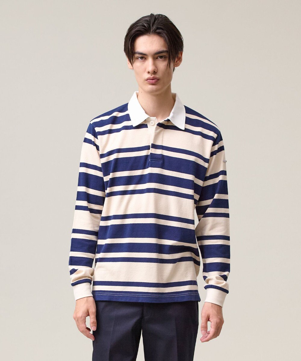 J.PRESS MEN ソフトタッチコットンマルチボーダー ラガーポロシャツ 