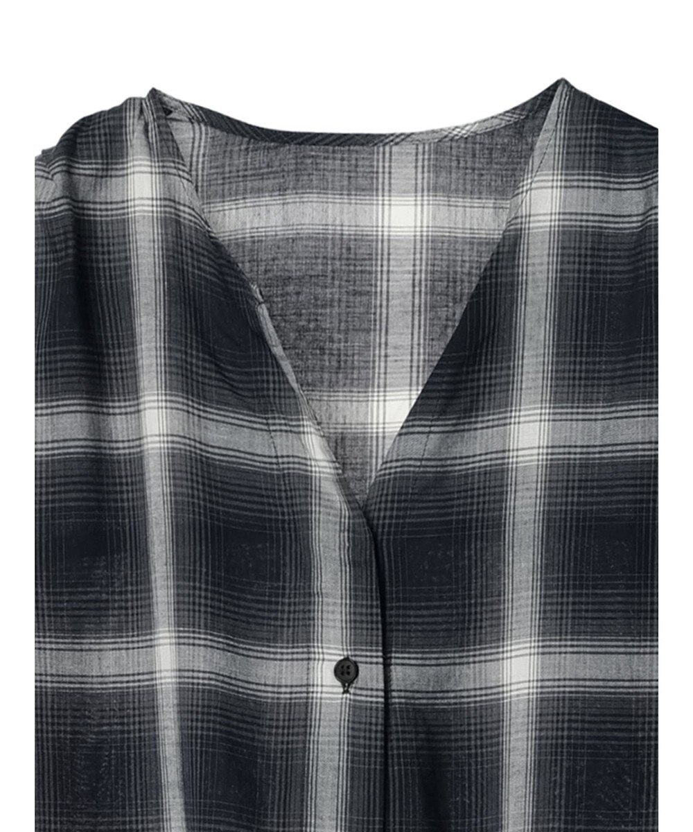 Green Parks リネンレーヨン前立てブラウス 