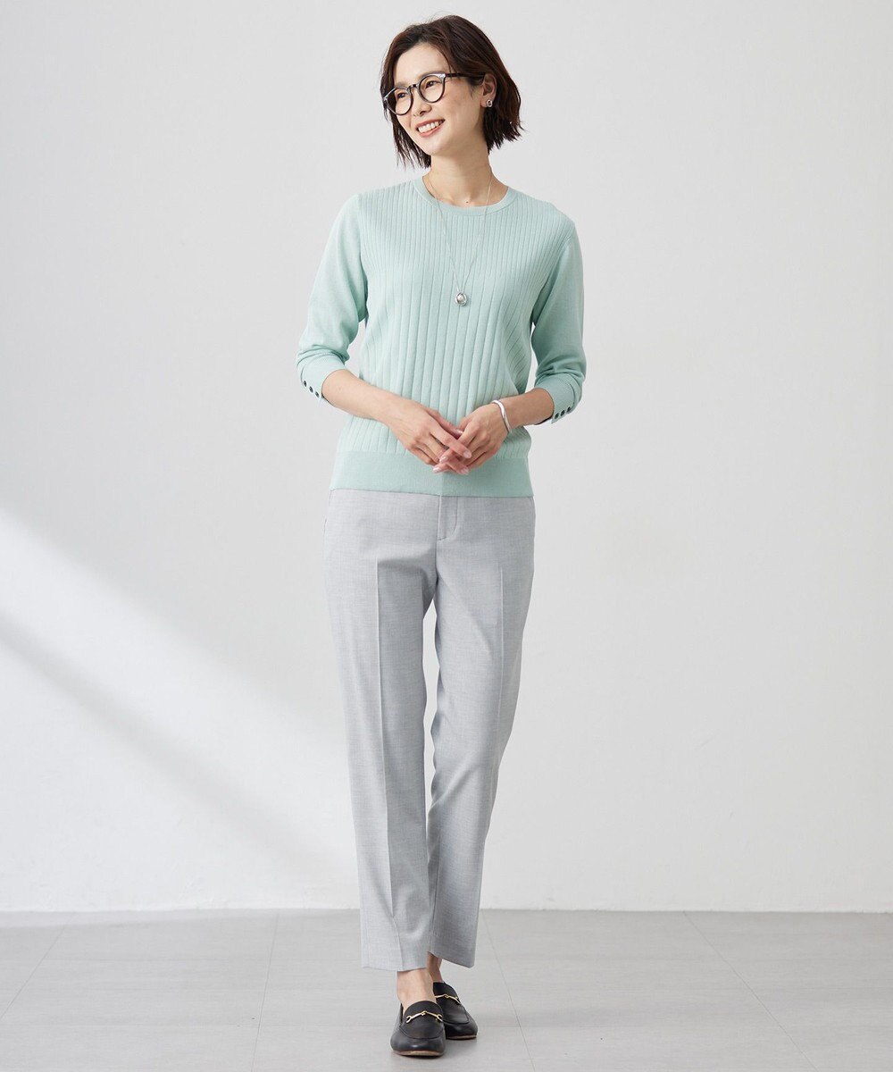 J.PRESS LADIES L 【洗える】Cotton Acetate ストライプ ニット プルオーバー 
