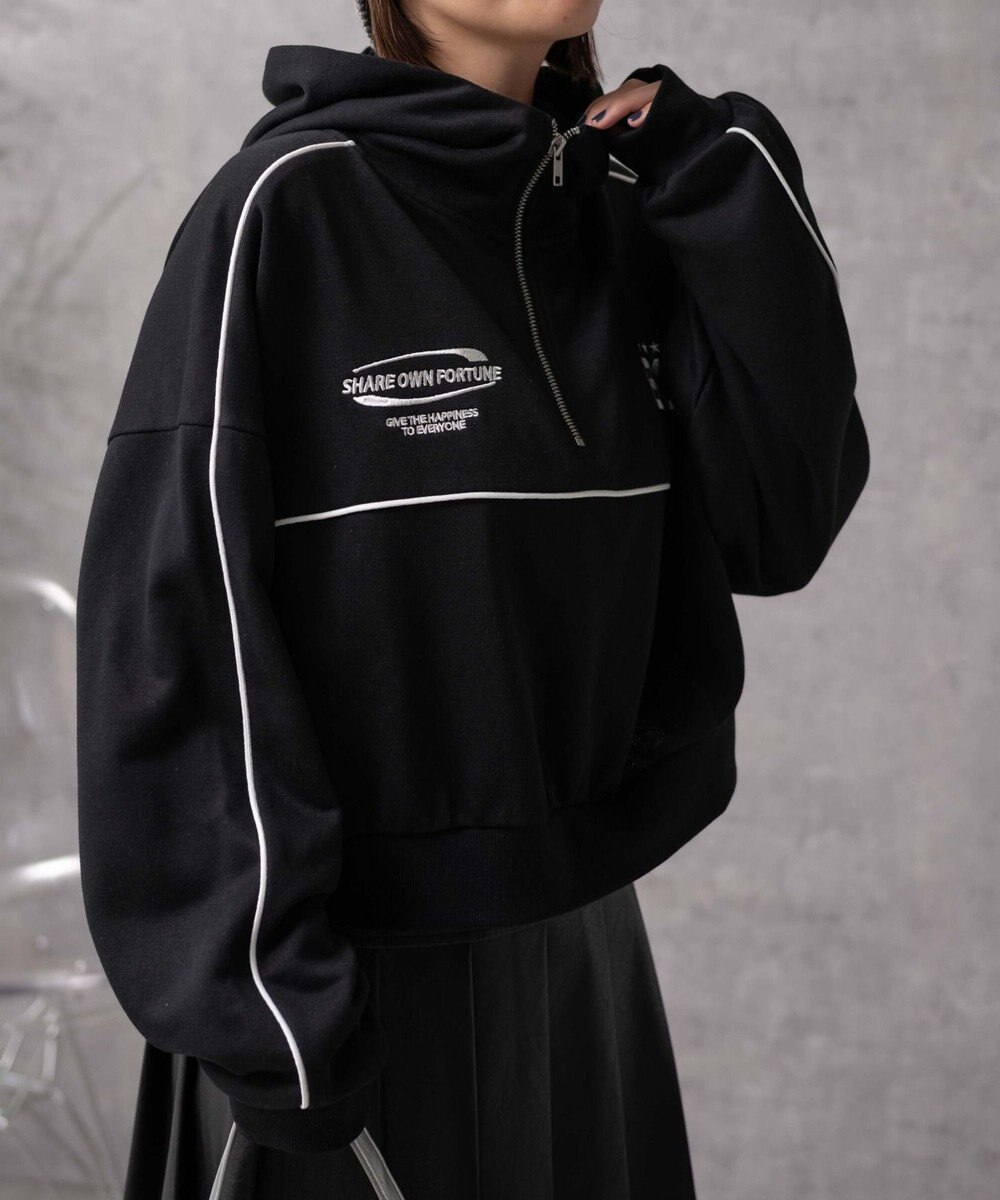 WEGO パイピングハーフジッププルパーカー 