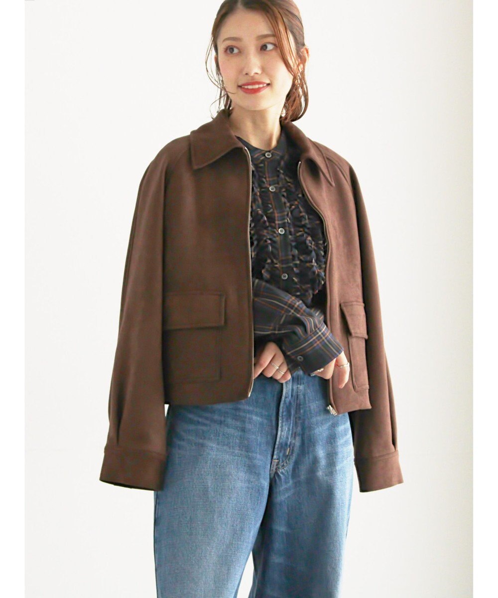 Te chichi ファブリックアソート衿付きブルゾン 