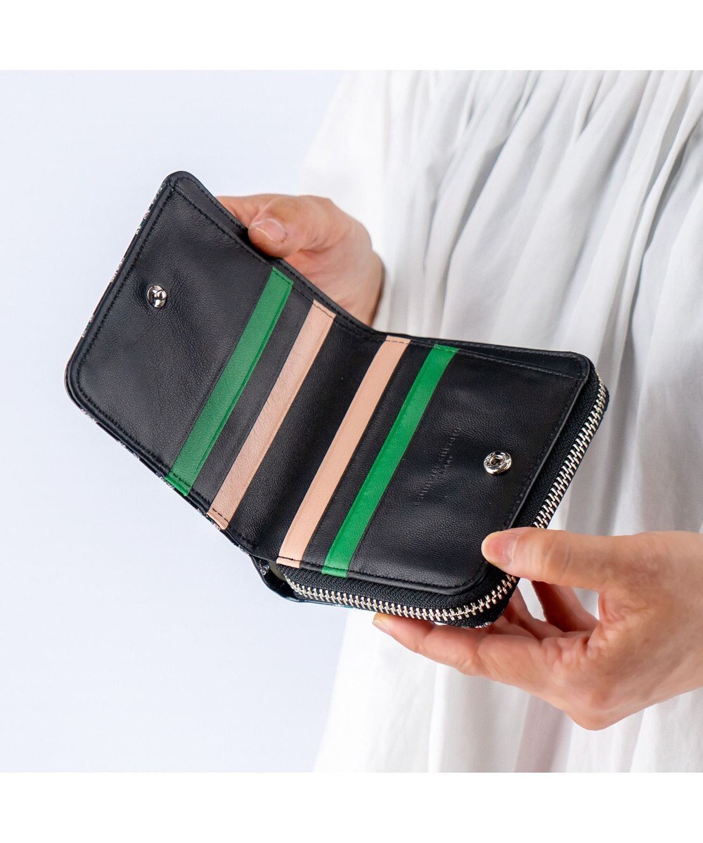 tsumori chisato CARRY グリッターフラワー ラウンドファスナー 2つ折り財布 