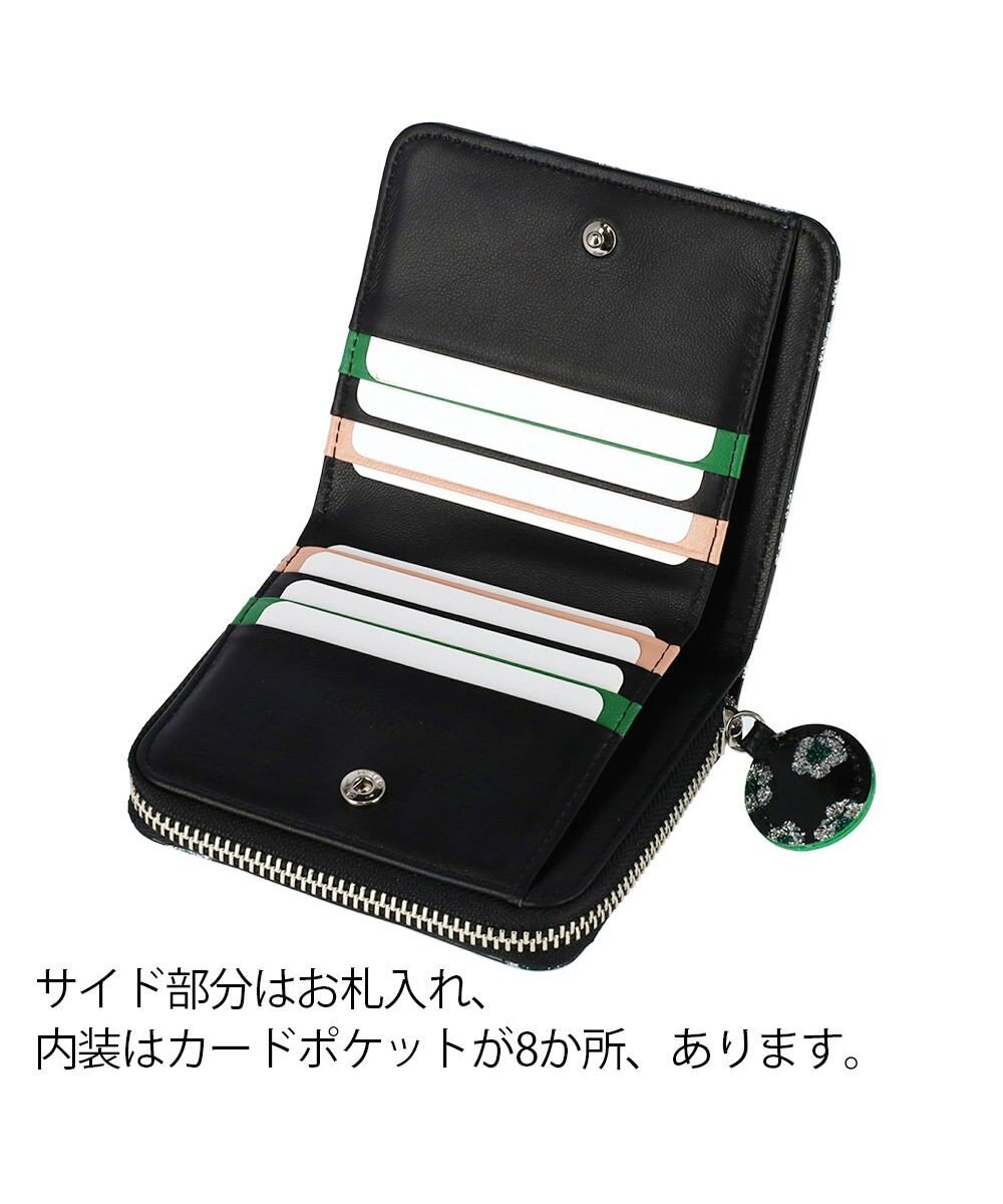 tsumori chisato CARRY グリッターフラワー ラウンドファスナー 2つ折り財布 