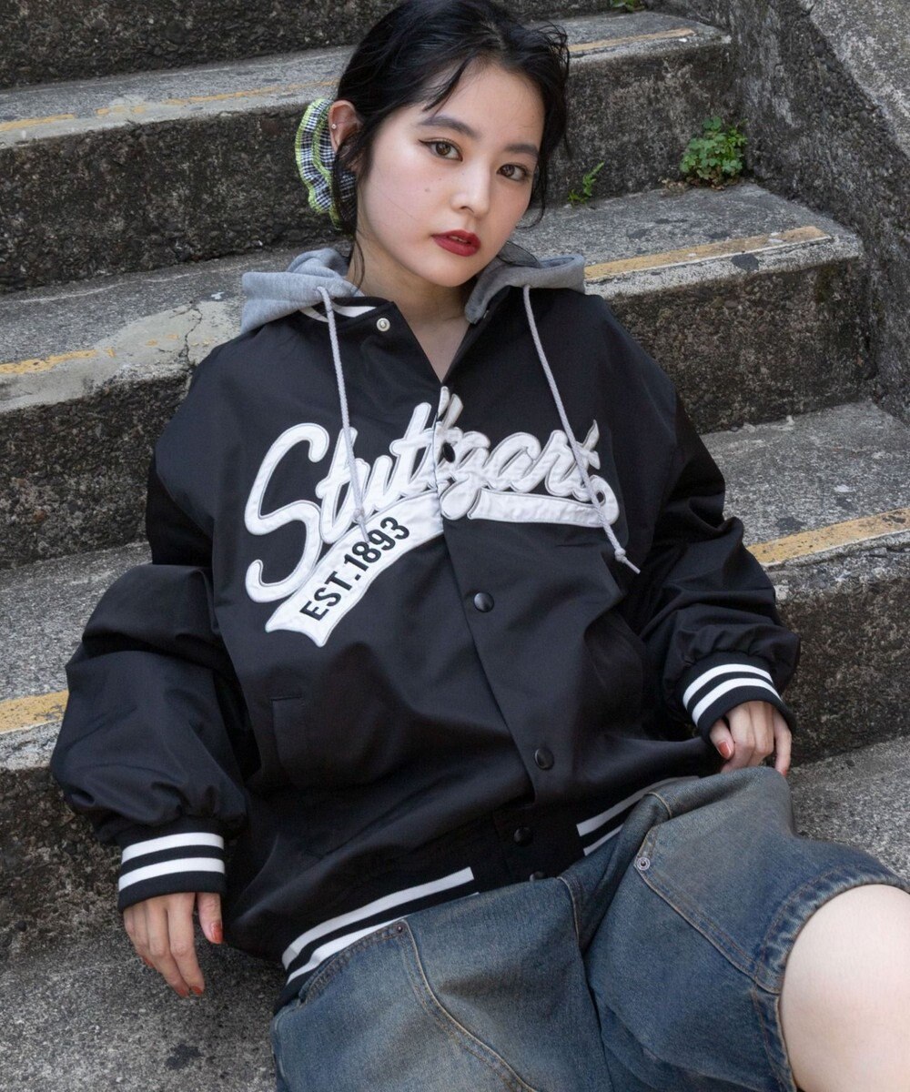 WEGO 【ユニセックス着用ITEM】2WAYフードワッペンスタジャン 