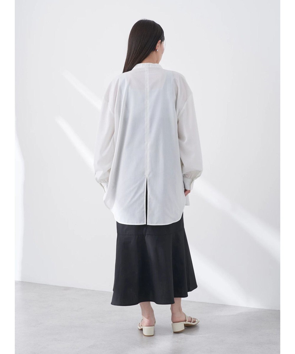 earth music&ecology バンドカラーストライプシャツ 