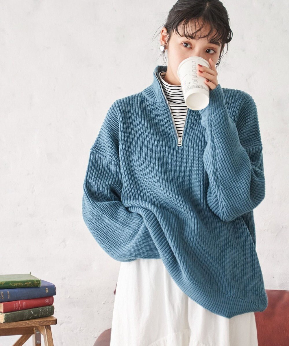 WEGO オーバーフィットハーフジッププルオーバー 