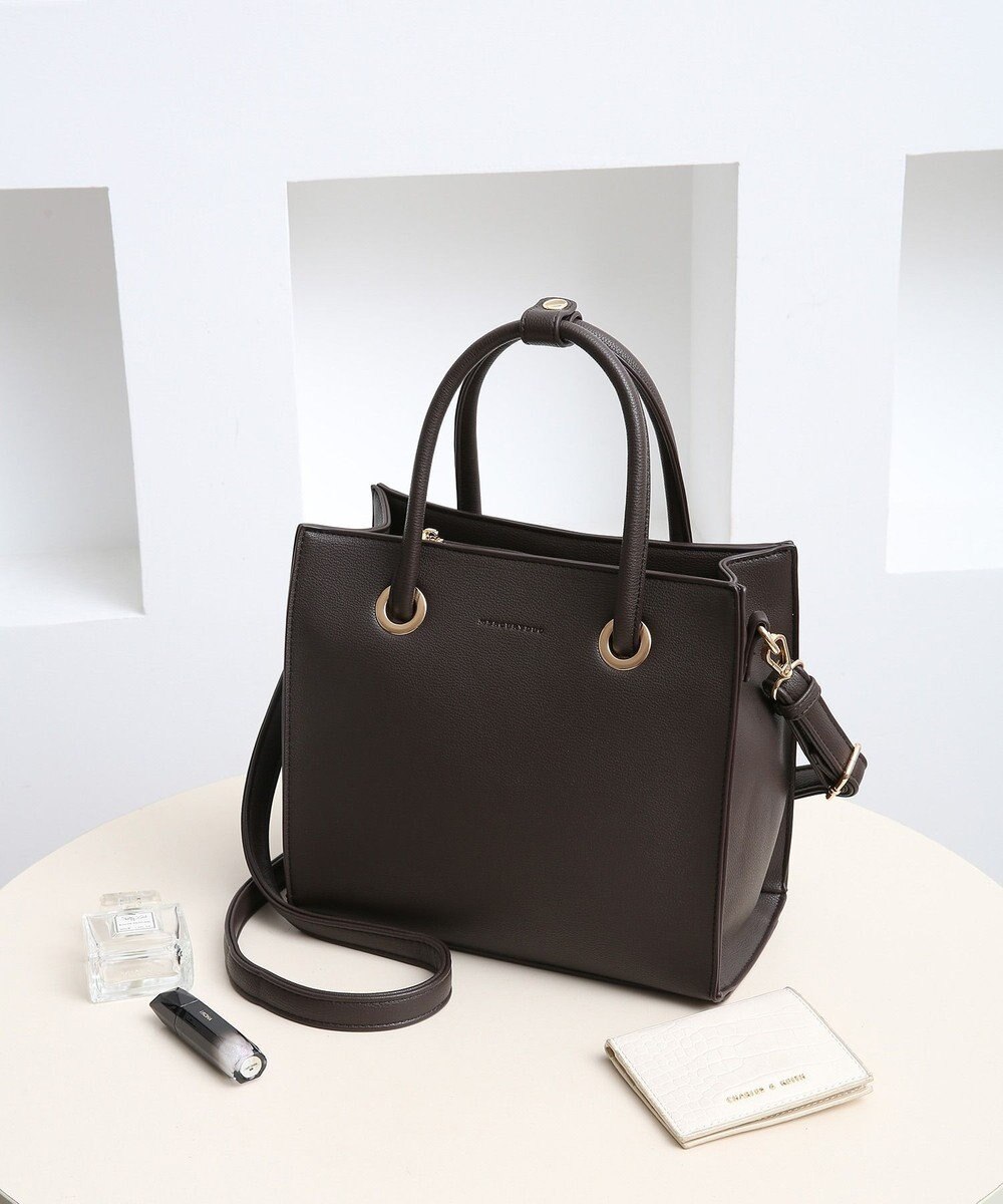 style code  【MERCURYDUO/マーキュリーデュオ】メタルアイレット　両アオリポケット　スクエアハンドバッグ 