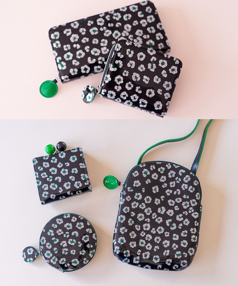 tsumori chisato CARRY グリッターフラワー ラウンドファスナー 2つ折り財布 