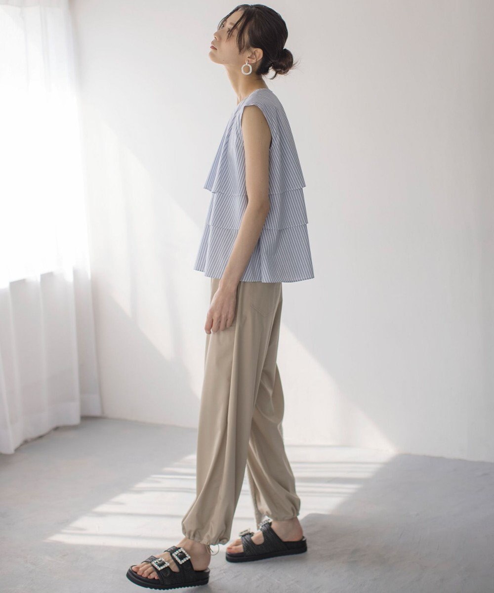 組曲 【WEB限定】コットンレーヨンシャーティングノースリーブ ブラウス 