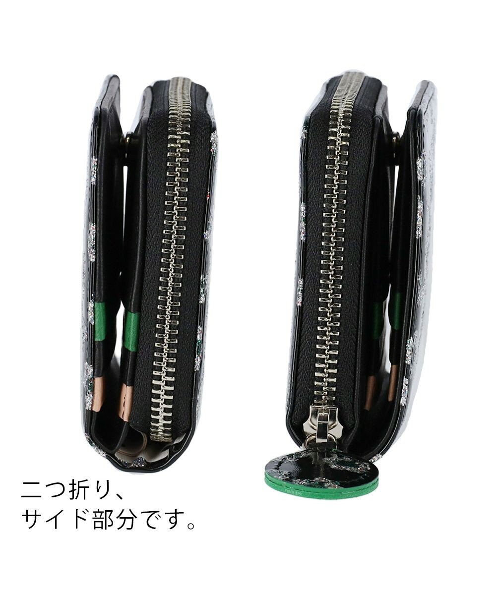 tsumori chisato CARRY グリッターフラワー ラウンドファスナー 2つ折り財布 