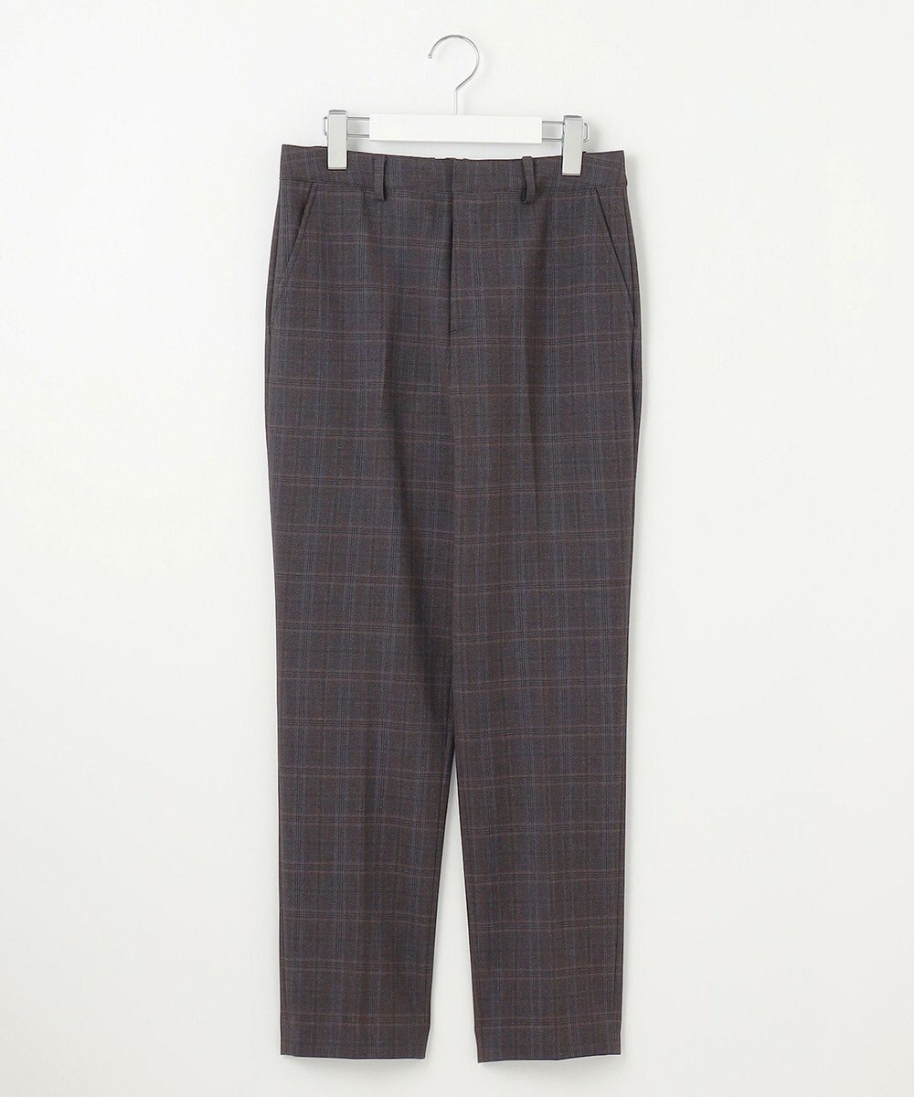J.PRESS LADIES L 【洗える】T/Rアルガンシルクチェック テーパード パンツ 