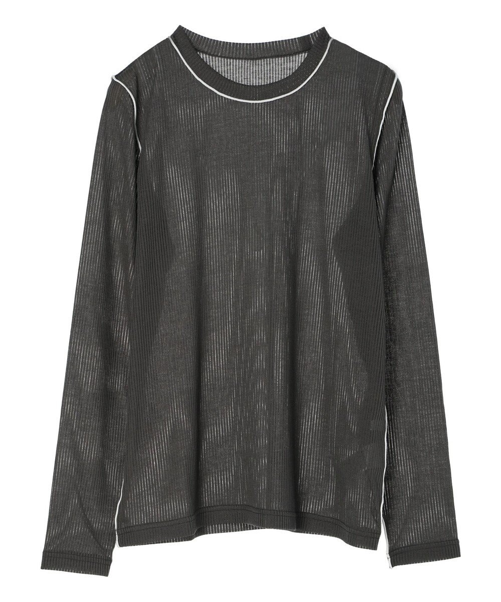 Green Parks 配色ステッチシアーリブプルオーバー 