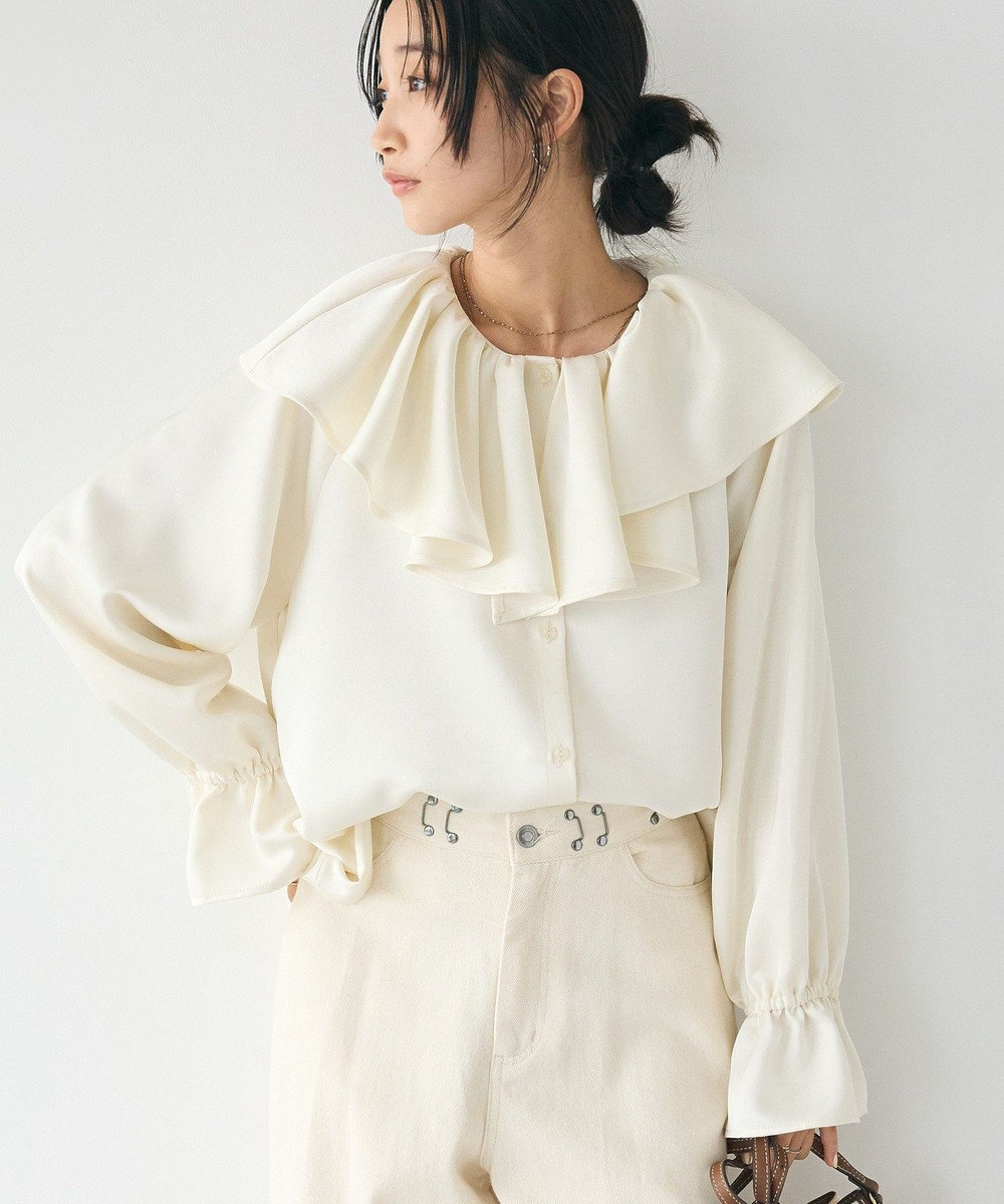 CRAFT STANDARD BOUTIQUE フリル衿ブラウス Ivory