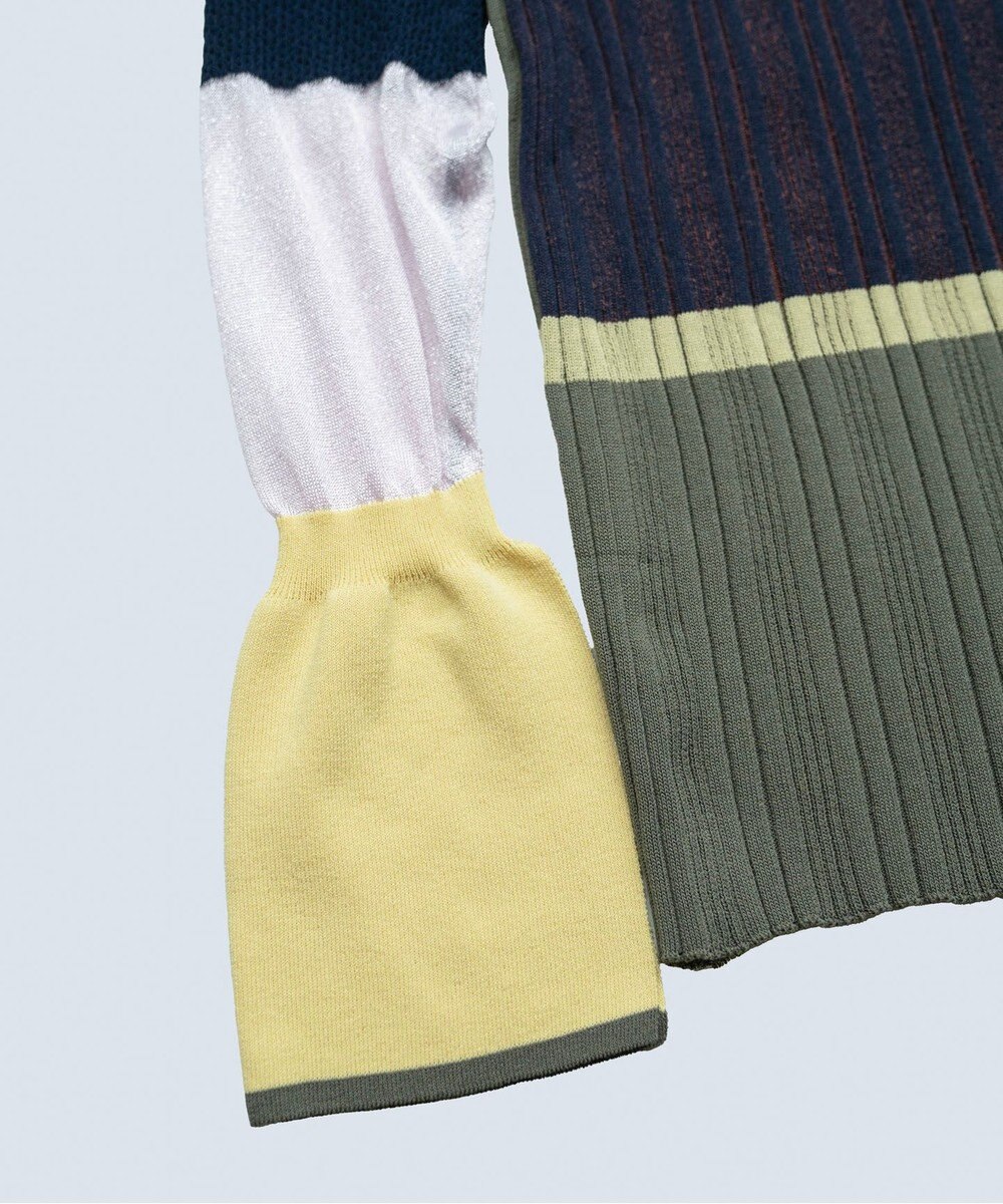 COQ CACTUS カラーブロックリブニット 