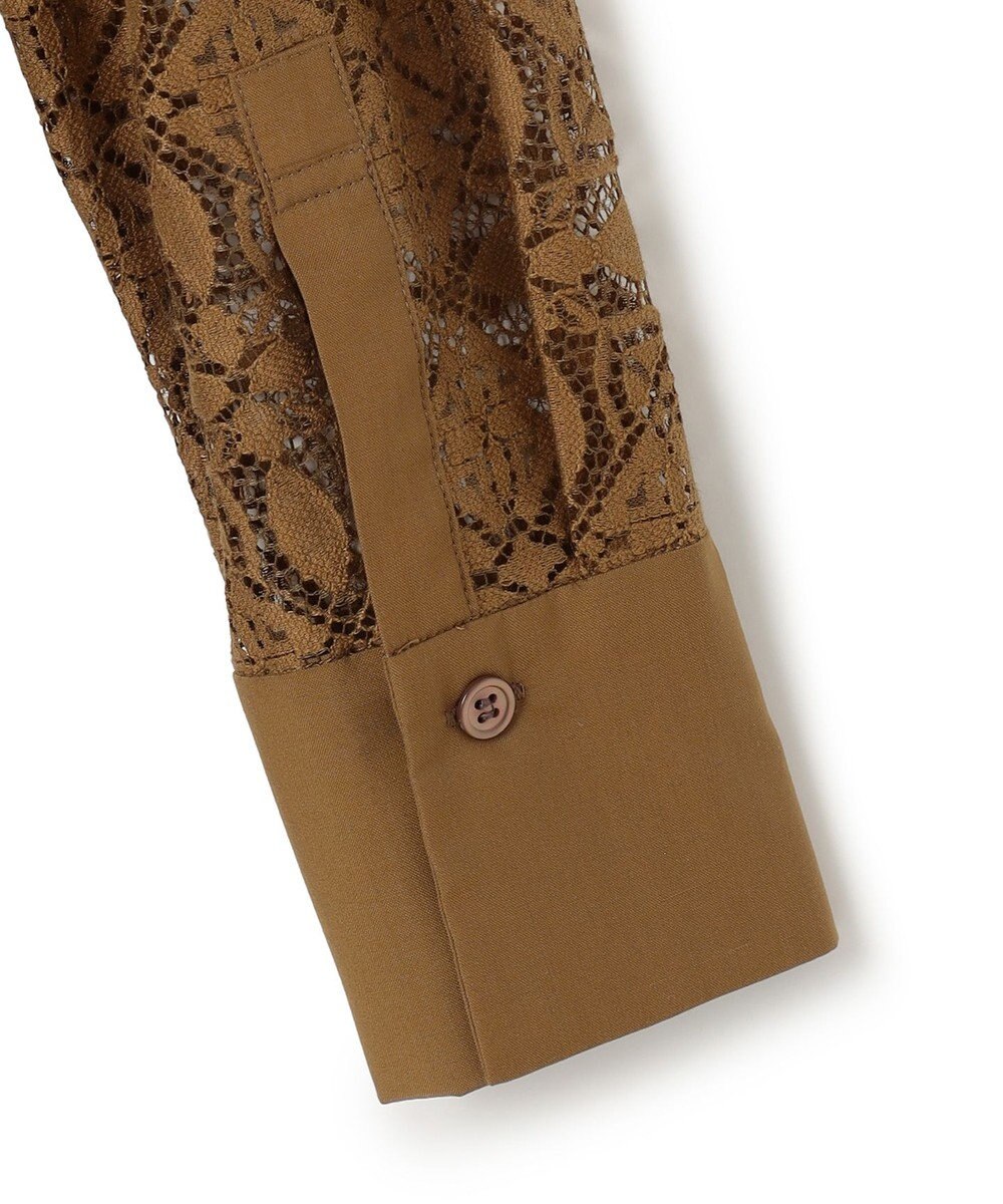 ICB 【洗える】タイルパターンレース バンドカラーシャツ 