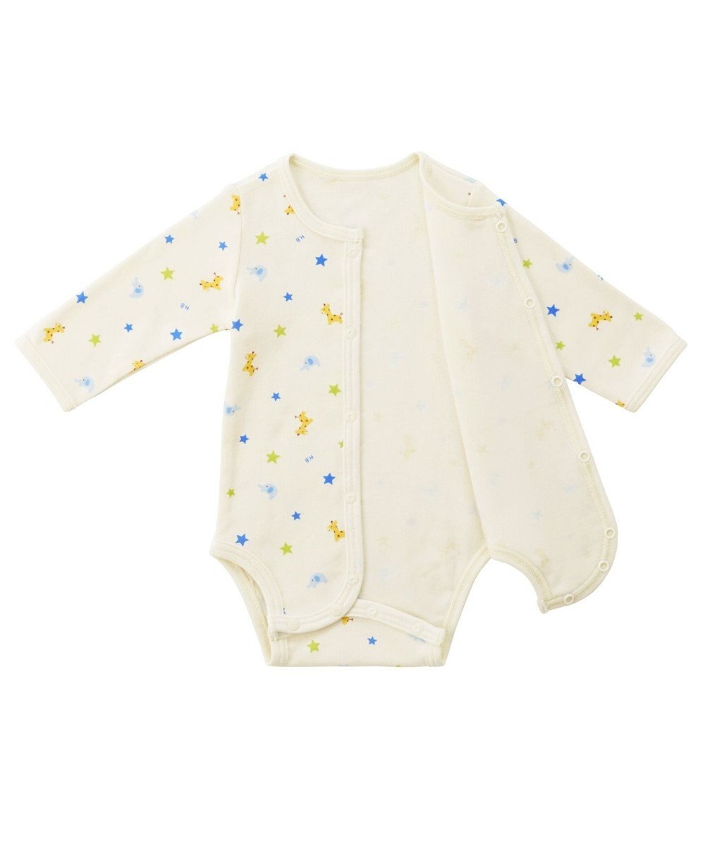 MIKI HOUSE HOT BISCUITS 【70-60cm】 長袖ボディシャツ２枚セット(前開き仕様) 