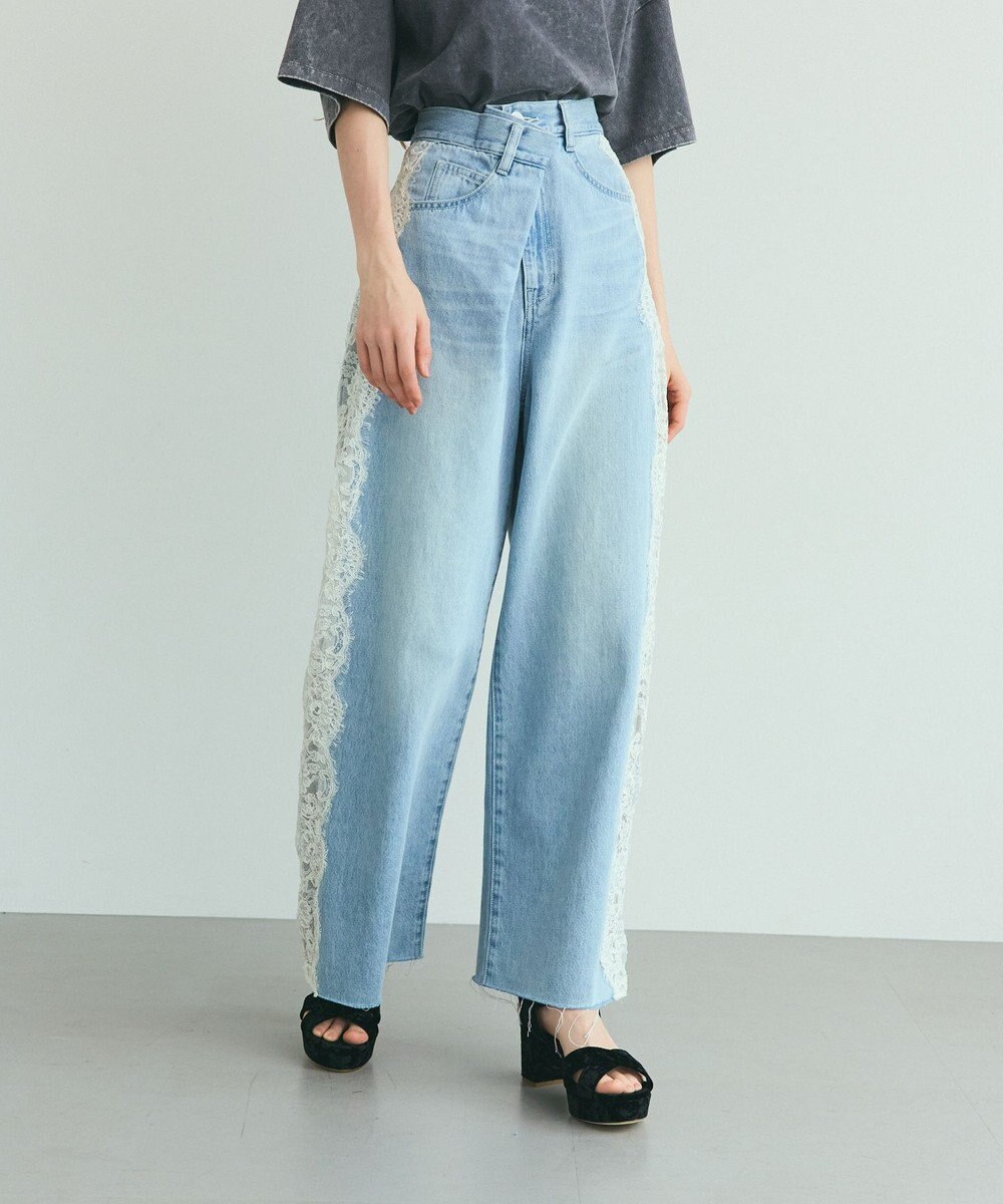 GRACE CONTINENTAL サイドレースデニムパンツ 