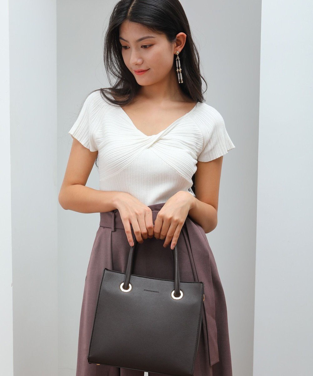 style code  【MERCURYDUO/マーキュリーデュオ】メタルアイレット　両アオリポケット　スクエアハンドバッグ 