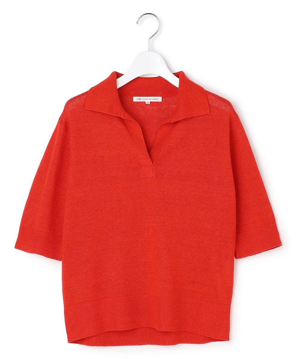 23区 【先行予約】ピュアリネン スキッパー ポロニット 