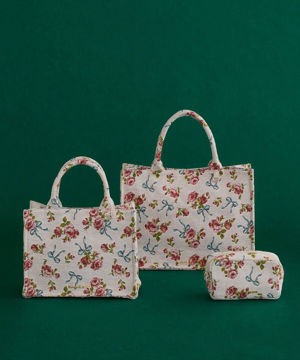 Maison de FLEUR ローズリボン柄ゴブランスクエアトートSバッグ 