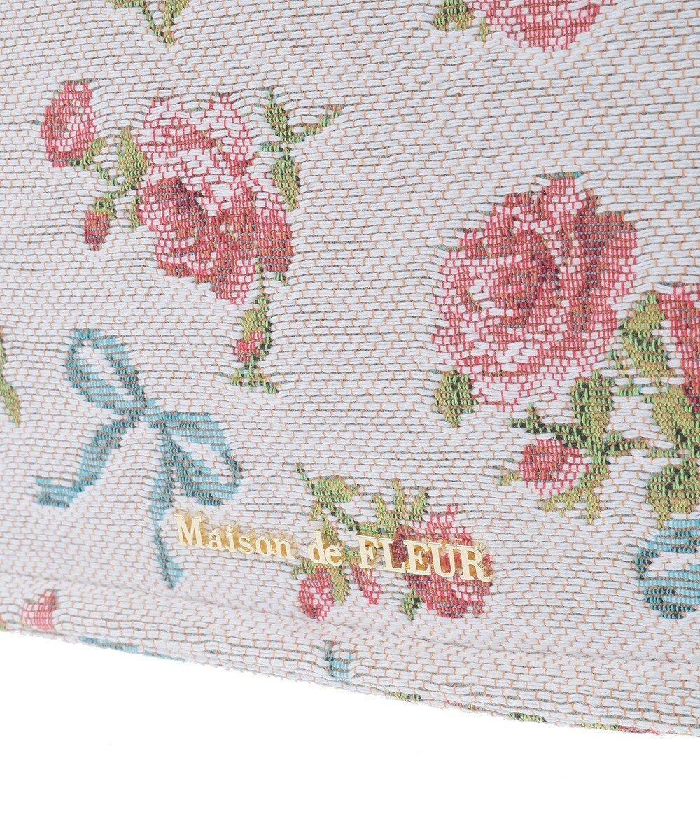 Maison de FLEUR ローズリボン柄ゴブランスクエアトートSバッグ 