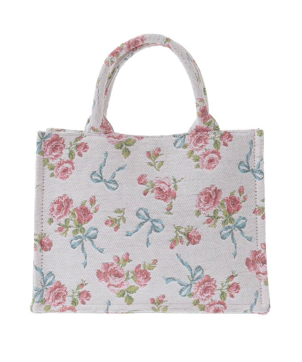 Maison de FLEUR ローズリボン柄ゴブランスクエアトートSバッグ 