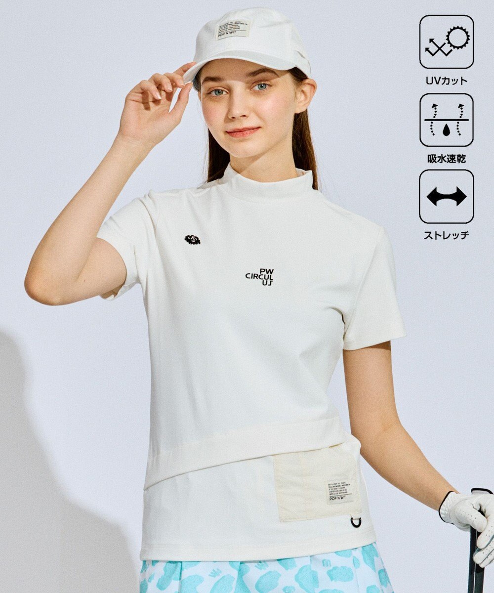 PW CIRCULUS 【UV遮蔽率99.5%  UVカット / 速乾 / ストレッチ】【WOMEN】ポケットモックT ゴルフウェア レディース 