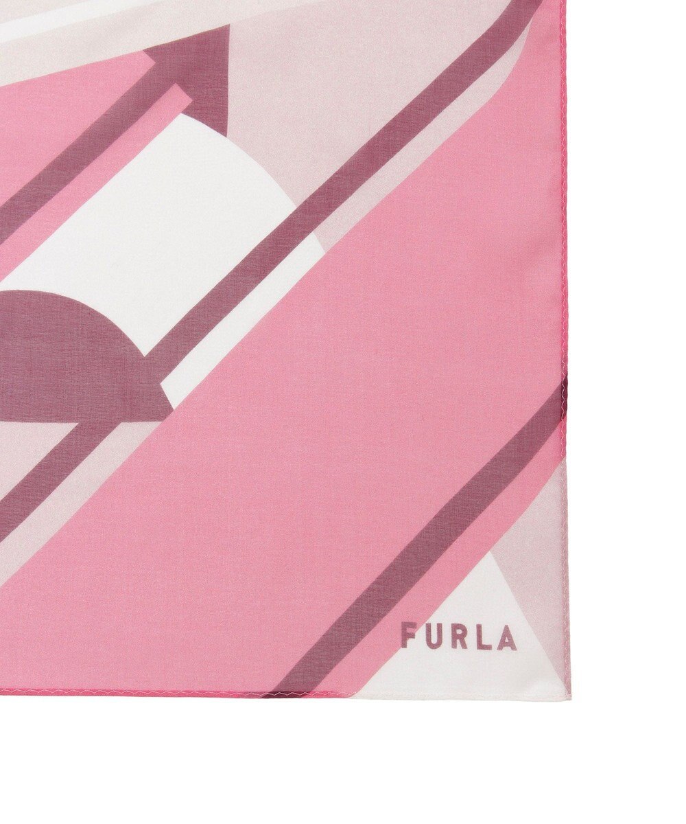 MOONBAT 【シルク100%】FURLA (フルラ) アーチロゴ 幾何学柄 シルクシフォンプリントスカーフ 150cm×35cm 手洗い可能 